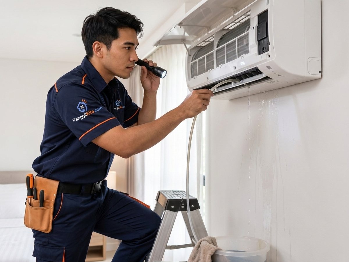 Perbaikan AC Bocor & Netes Air oleh teknisi PanggilKita
